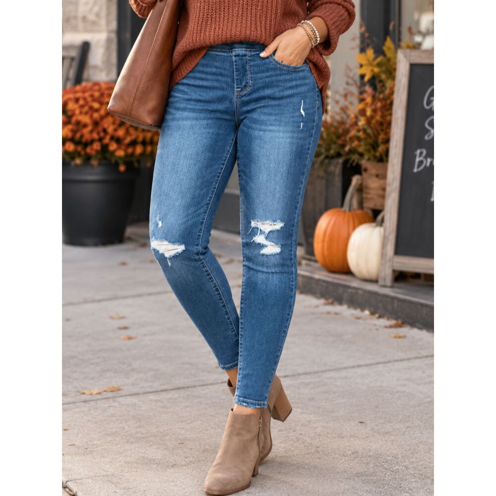 Old Navy Rockstar Jeans Womens 6 Mid Rise Skinny Distressed Stretch